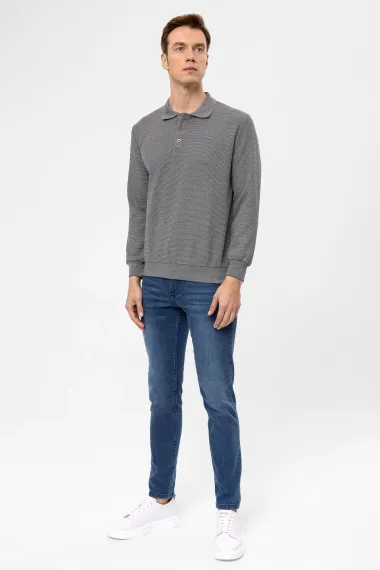 سويت شيرت دوبي بقصة عادية بياقة بولو - صورة 2