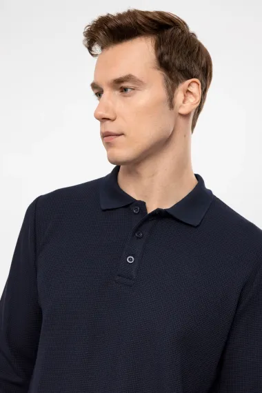 Светр з коміром-поло, регулярного крою, махровий, темно-бордовий, складу 64% поліестер, 34% віскоза, 2% еластан, виробництво Туреччина - фото 4