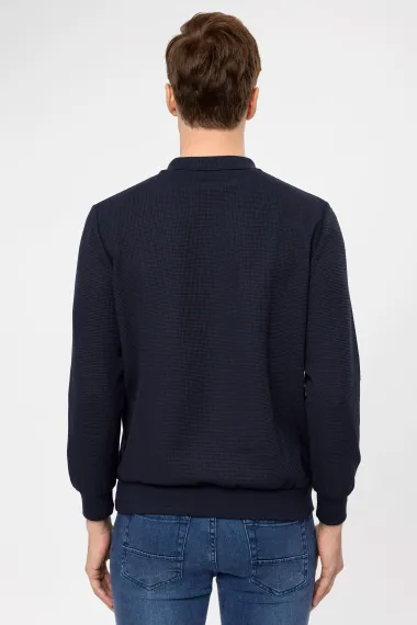 Светр з коміром-поло, регулярного крою, махровий, темно-бордовий, складу 64% поліестер, 34% віскоза, 2% еластан, виробництво Туреччина - фото 5