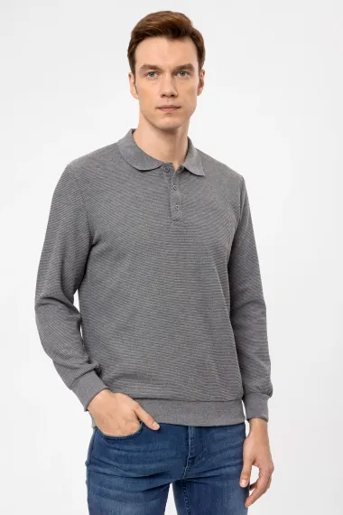 سويت شيرت دوبي بقصة عادية بياقة بولو - صورة 3