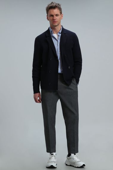 Elegant Men's Cardigan Navy Blue - photo 2