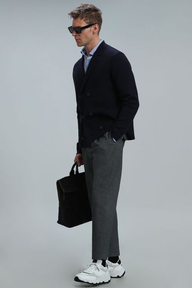 Elegant Men's Cardigan Navy Blue - photo 4