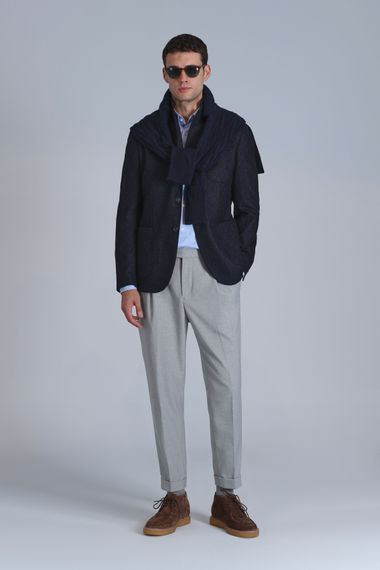 Мужской блейзер Timba Spor slim fit темно-синего цвета, размеры 46-56 - фото 1