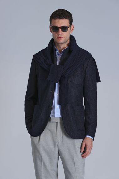 Мужской блейзер Timba Spor slim fit темно-синего цвета, размеры 46-56 - фото 3