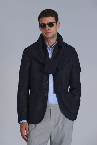 Мужской блейзер Timba Spor slim fit темно-синего цвета, размеры 46-56 - фото 5