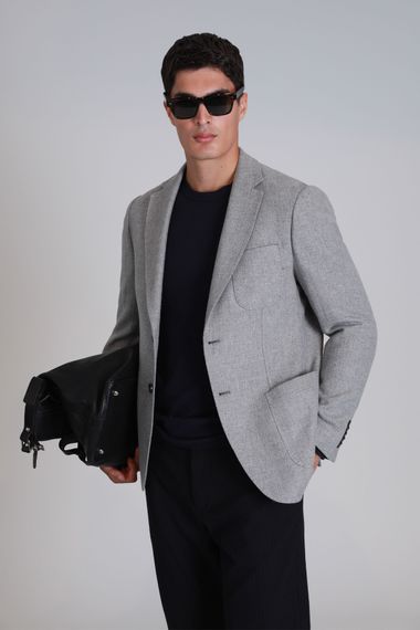 Daniel Spor Erkek Blazer Ceket Slim Fit Açık Gri - fotoğraf 3