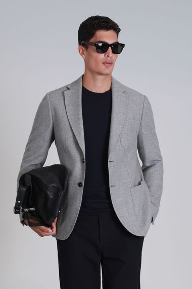 Daniel Spor Erkek Blazer Ceket Slim Fit Açık Gri - fotoğraf 5
