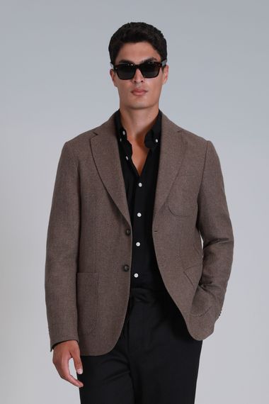 Мужской приталенный блейзер Daniel Spor цвета верблюжьей шерсти размера 46-58 - фото 3