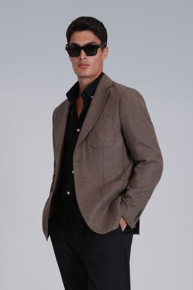 Мужской приталенный блейзер Daniel Spor цвета верблюжьей шерсти размера 46-58 - фото 5