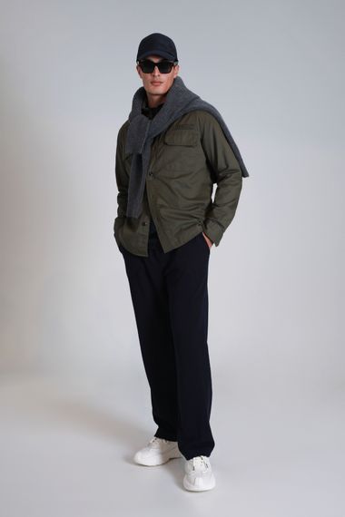 Lara Erkek Basic Gömlek Slim Fit Haki - photo 4