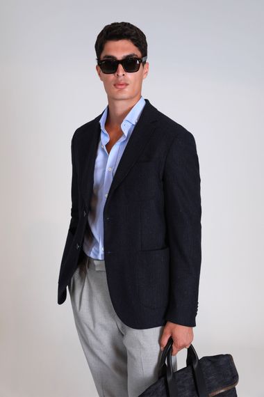 Мужской пиджак Dor Spor Slim Fit темно-синий, размер 46-58 - фото 5