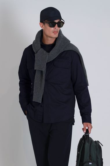 Lara Erkek Basic Gömlek Slim Fit Lacivert - photo 5