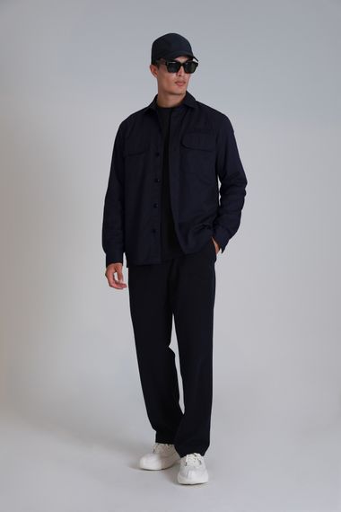 Lara Erkek Basic Gömlek Slim Fit Lacivert - photo 4