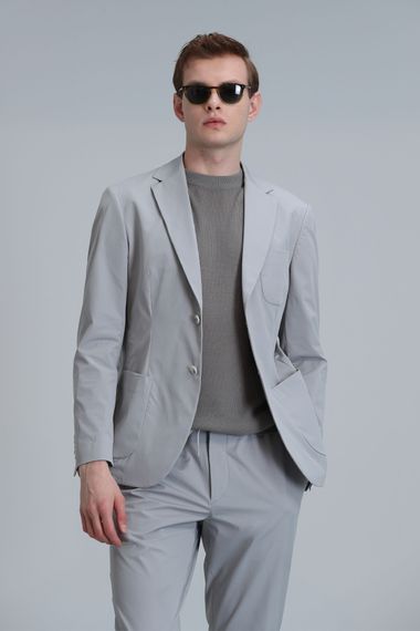 Mex Spor Erkek Blazer Ceket Slim Fit Açık Gri - fotoğraf 1