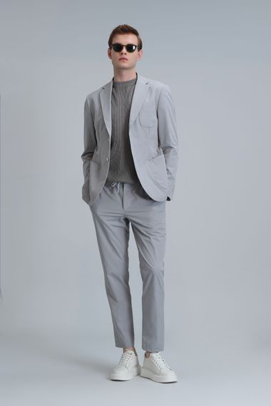 Mex Spor Erkek Blazer Ceket Slim Fit Açık Gri - fotoğraf 2