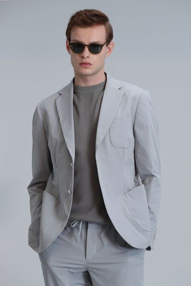 Mex Spor Erkek Blazer Ceket Slim Fit Açık Gri - fotoğraf 3