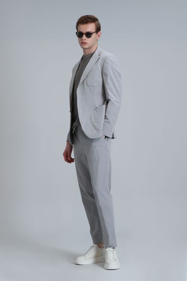 Mex Spor Erkek Blazer Ceket Slim Fit Açık Gri - fotoğraf 4