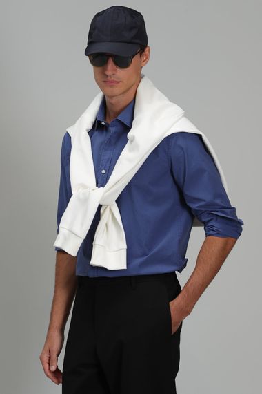 Makro Men's Smart Shirt Comfort Slim Fit Light Navy Blue - photo 1