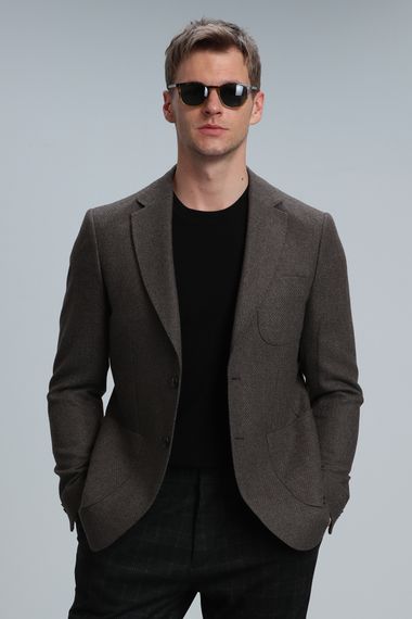 Блейзер для мужчин Gabriel Spor, коричневый, slim fit, размеры 46-56 - фото 4