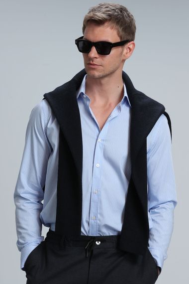 Newer Men's Basic Shirt Comfort Fit Blue - photo 5