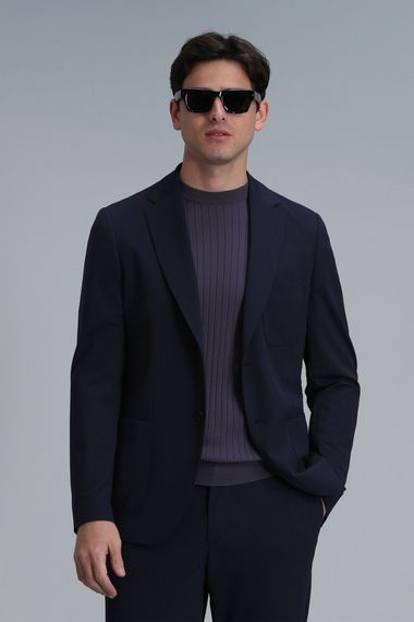 Мужской блейзер Asel Spor slim fit темно-синий 58 размера - фото 1