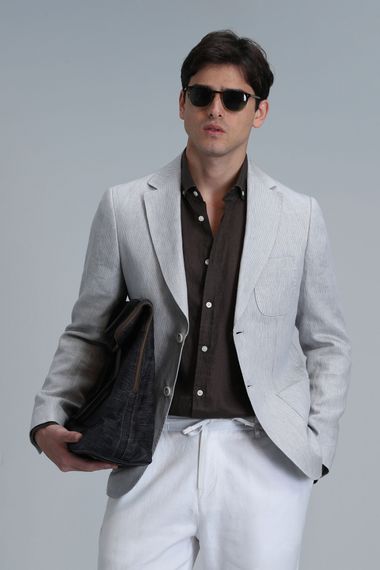 Мужской облегающий блейзер Tom Spor серого цвета, размеры 48-58 - фото 1