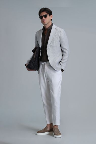 Мужской облегающий блейзер Tom Spor серого цвета, размеры 48-58 - фото 3