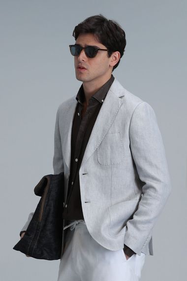 Мужской облегающий блейзер Tom Spor серого цвета, размеры 48-58 - фото 4