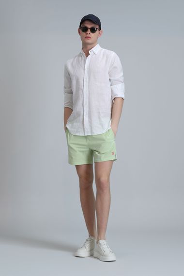 Мужские пляжные шорты в зеленом цвете с полосками, размеры: S, M, L, XL, XXL, 3XL - фото 1
