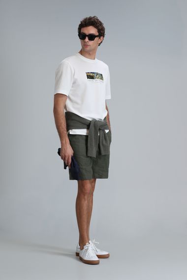 Peler Spor Erkek Chino Şort Slim Fit Yeşil - fotoğraf 4