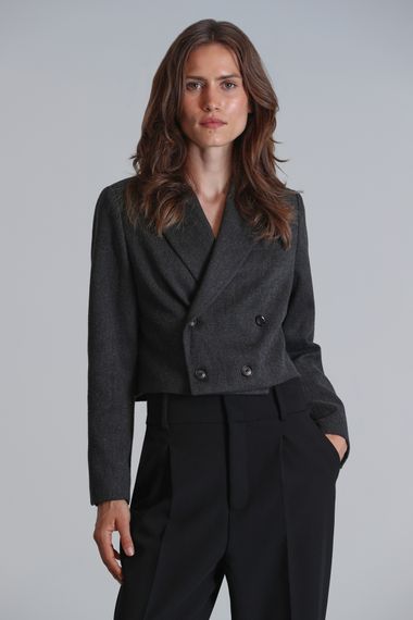 Женский пиджак Сидней антрацитового цвета, размеры S, XS, L, M - фото 3