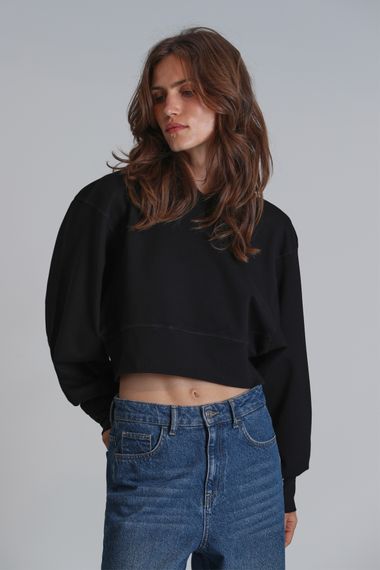 Женский свитшот Olıvıa черного цвета, доступен в размерах S, M, L, XL и XS - фото 3