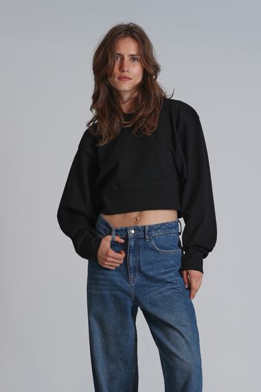 Женский свитшот Olıvıa черного цвета, доступен в размерах S, M, L, XL и XS - фото 1