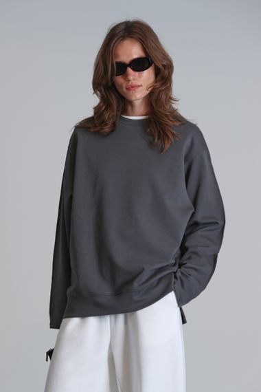 Женский свитшот Sandra, оливкового цвета, доступен в размерах S, M, L, XL, XS - фото 3