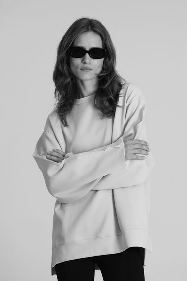 Sandra Kadın Örme Sweatshırt Bej - photo 1