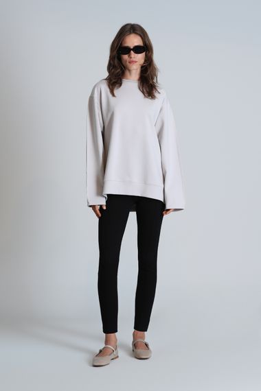 Sandra Kadın Örme Sweatshırt Bej - photo 2