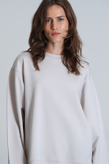 Sandra Kadın Örme Sweatshırt Bej - photo 3