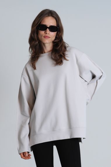 Sandra Kadın Örme Sweatshırt Bej - photo 5