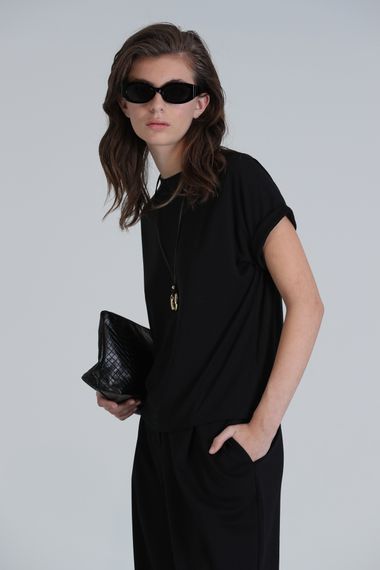 Sıgnorıa Kadın T- Shırt Siyah - fotoğraf 4