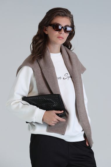 Loved Kadın Örme Sweatshırt Kırık Beyaz - photo 5