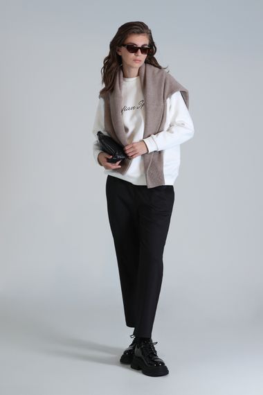 Loved Kadın Örme Sweatshırt Kırık Beyaz - photo 4