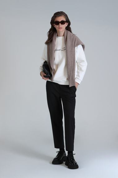 Loved Kadın Örme Sweatshırt Kırık Beyaz - photo 2