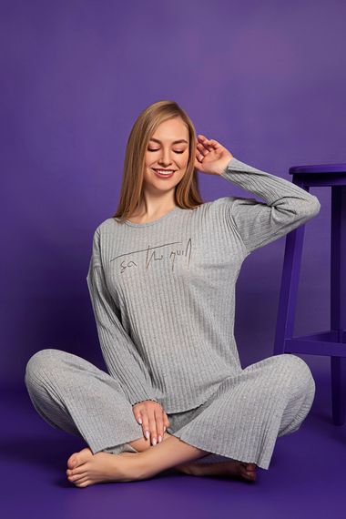 Nisanca Mevsimlik Uzun Kollu Pamuklu Kadın Pijama Takımı - fotoğraf 1