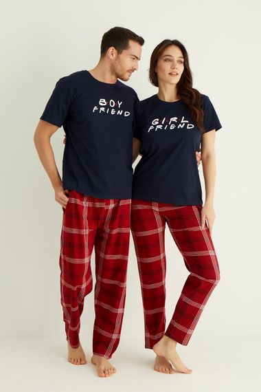 Nisanca Kısa Kollu Pamuk Kadın Pijama Takımı- Sevgili Pijaması- Tek Adet - fotoğraf 1