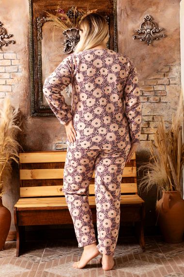 Nisanca Büyük Beden Peluş Polar Pijama Takımı- Kışlık Büyük Beden Kadın Pijama  - fotoğraf 3
