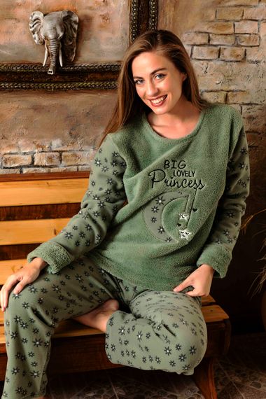 Nisanca Kışlık Kadın Welsoft Polar Pijama Takımı - Yeni Yıl Pijaması  - fotoğraf 4