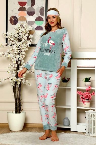 Winter Long Sleeve Women's Plush Fleece Pajamas Set Silky Texture - photo 4