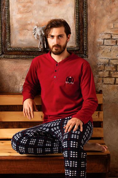 Nisanca 3 Colors Winter Men's Fleece Pajamas Set - photo 2