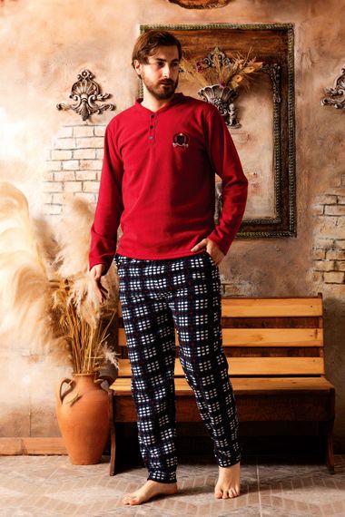 Nisanca 3 Colors Winter Men's Fleece Pajamas Set - photo 3