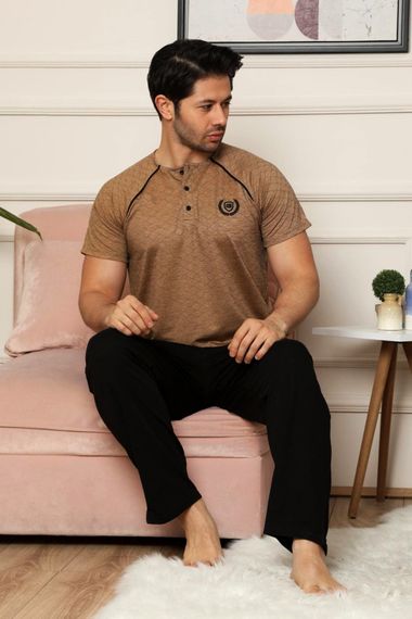 Nisanca Button Detailed 100% Cotton Short Sleeve Men's Pajamas Set - photo 5